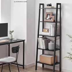 Ladder Shelf, 5-Tier Bookshelf, Storage Rack, Bookcase with Steel Frame, for Living Room, Home Office, Kitchen, Bedroom, Industrial Style,