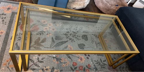 Glass Rectangle Nesting Glass/Gold Coffee Table