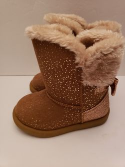 Faux fur suede New Toddler Boot Glitter 8M