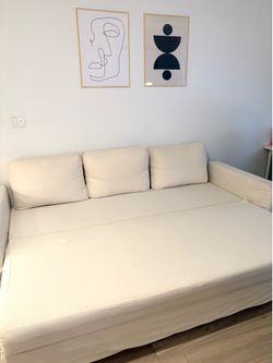 IKEA BÅRSLÖV dark gray Sofa Bed with beige cover