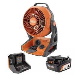 RIDGID 18V Cordless Jobsite Fan Kit with 4.0 Ah Battery and Charger