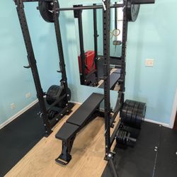 Garage Gym Setup – Rogue R-3 Rack + Bench + Accessories 