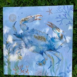 Ocean And Sea Creatures Canvas Art Prints With Gold, 12" X 13", 7 Designs