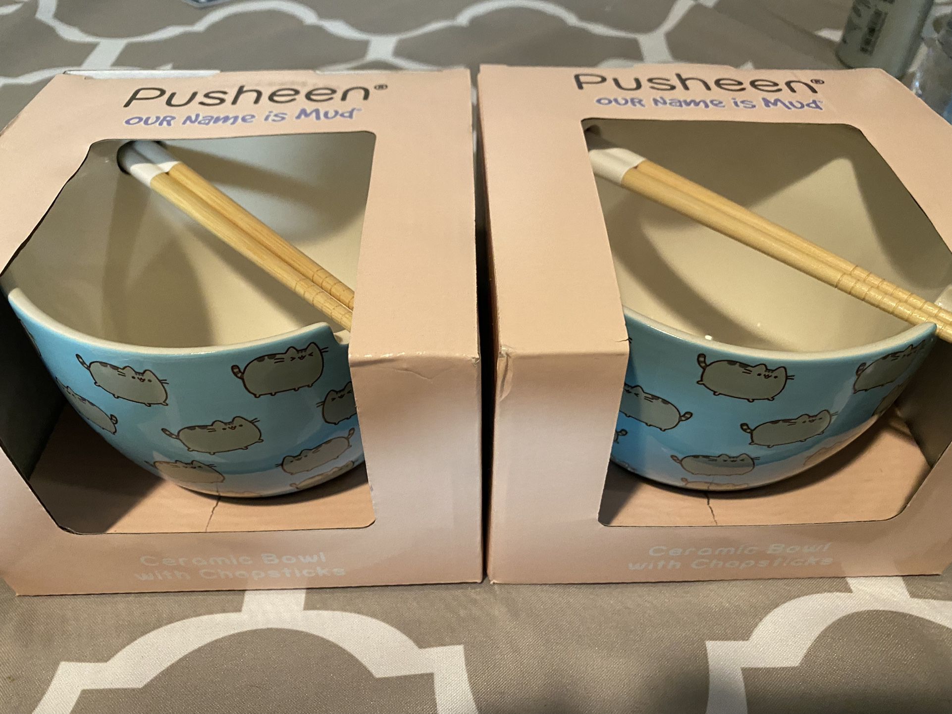 Pusheen Cerami Bowl w/chopsticks and Sushi Set
