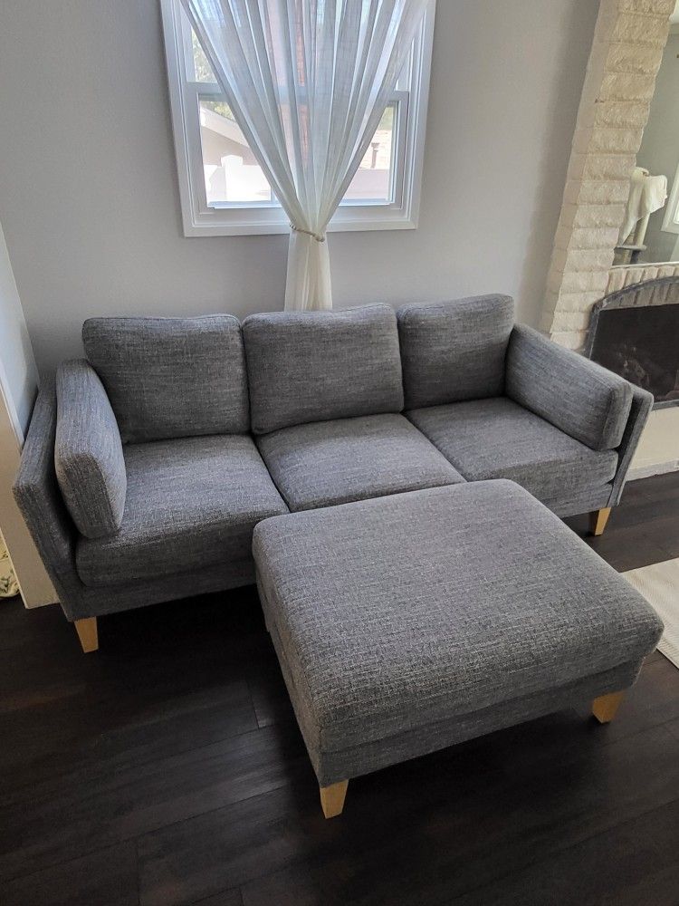 Grey Couch With Ottoman