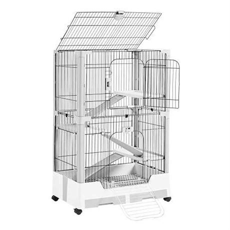 Yaheetech Rolling Small Animal Cage 4 Level Pet Cage with Open Top&Pull-Out Tray for Rabbits, Guinea Pigs, Ferrets and Chinchillas