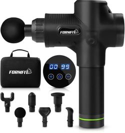 FORMFIT Massage Gun, Hand Held Massager, Pain Relief Massage Gun for Athletes, 30 Speeds Percussion Massager, 6 Replaceable Heads, Deep Tissue Massage