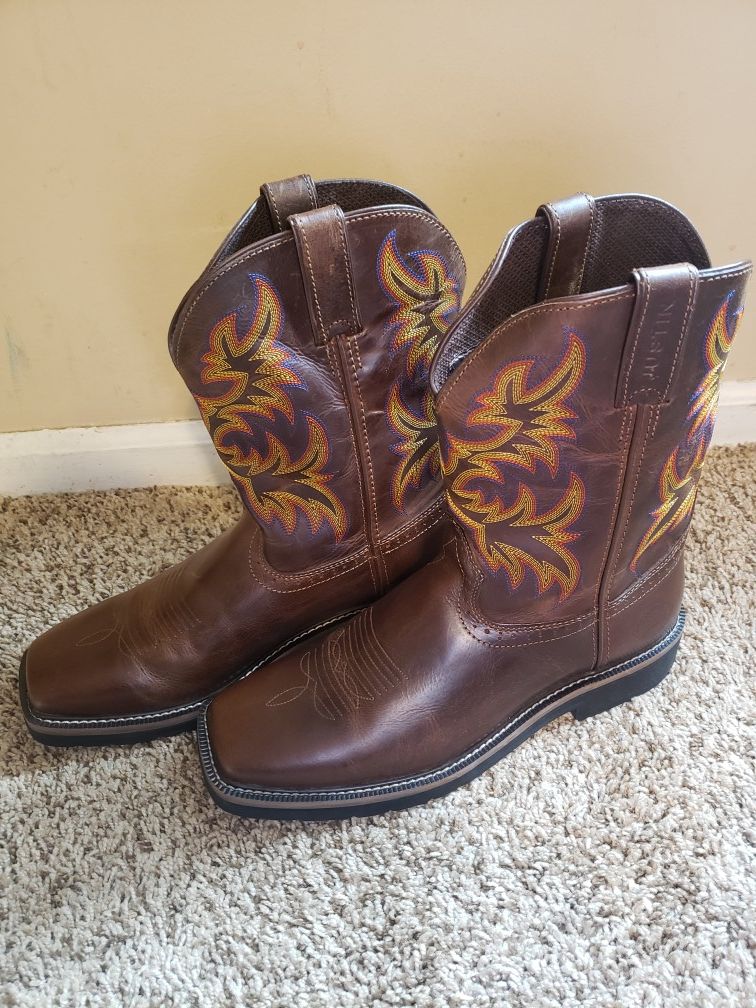 Justin western work boots for men