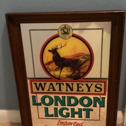 Vintage RARE Watney's London Light Beer Sign Mirror
