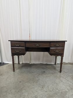 DMI Furniture Dark Wood Writing Desk with Five Drawers