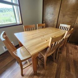 Pottery Barn 1999 SCHOOLHOUSE table and 6 chairs in HONEY