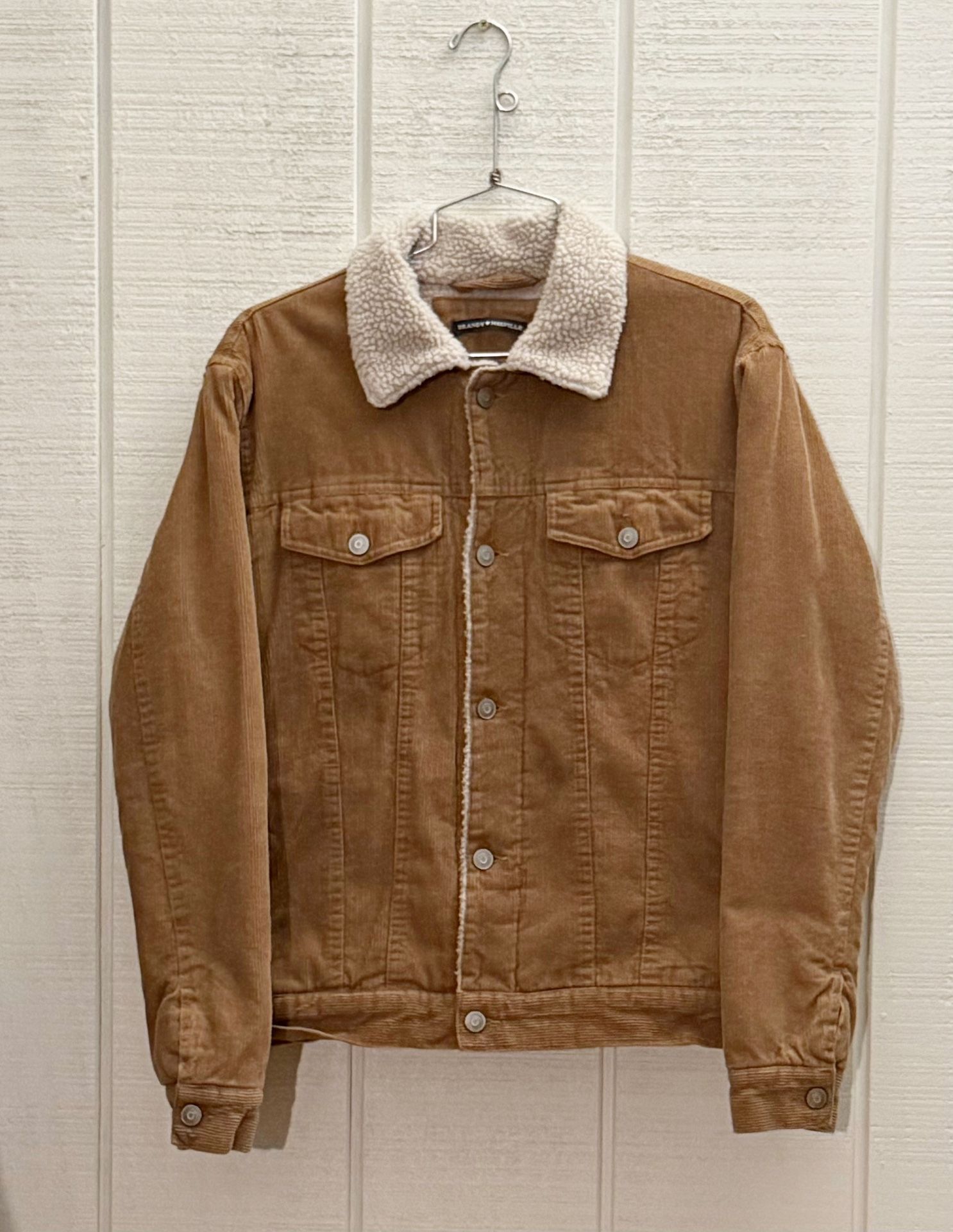 Brandy Melville Trucker Jacket Coat Brown Corduroy Sherpa Lined Size Small Y2K