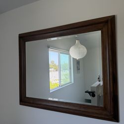 Large Mirror In Walnut Wood Frame