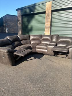 Dark Brown Reclining Sectional Couch