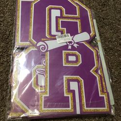 Purple And Gold Grad Yard Signs