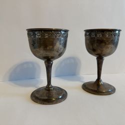 Antique Sterling Silver Goblets, Pair – Late 19th / Early 20th Century
