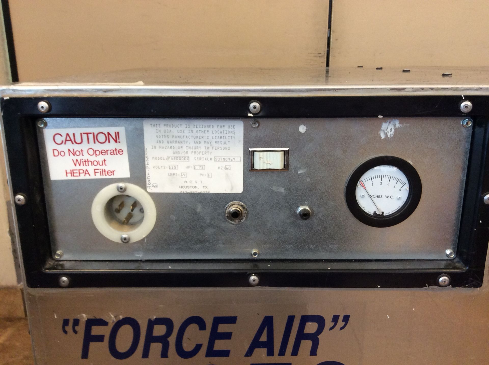ACSI Force Air 2000 EC Air Scrubber for Sale in Glendale, AZ OfferUp