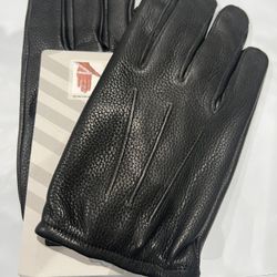 New Men Black Leather Tactical Duty Search Gloves 