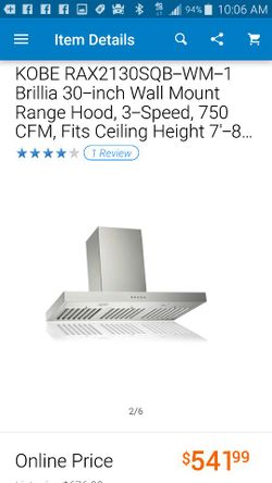 Brand new 30 inch wall mount range hood in box