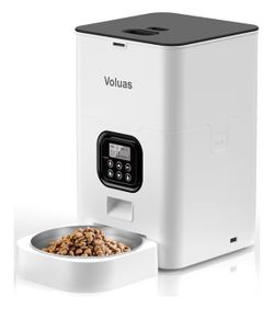 VOLUAS Automatic Cat Feeders - Timed Pet Feeder for Cats and Dogs with Dry Food Dispenser, Desiccant Bag, Programmable Portion Control, 4 Daily Meals,