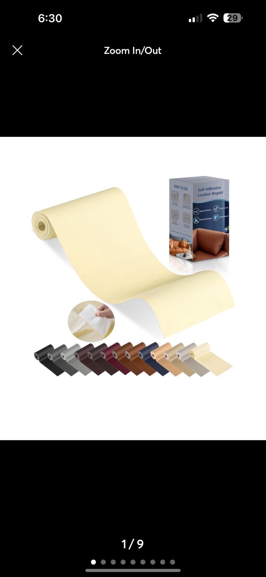 Leather Repair Patch for Furniture, 4" x 63" Self Adhesive beige yellow kit