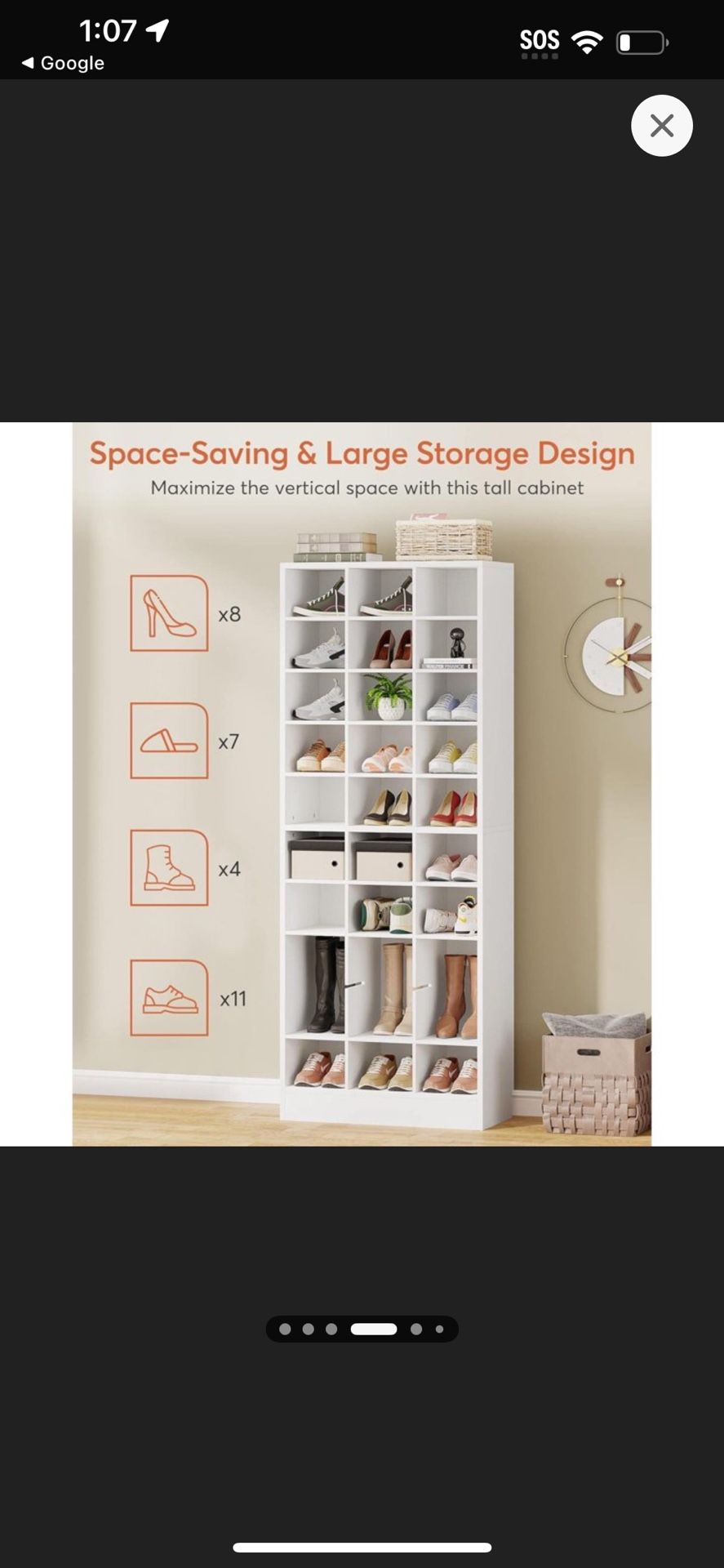 Tribesigns 10-Tier Shoe Storage Cabinet, Freestanding Wood Shoe Rack, White