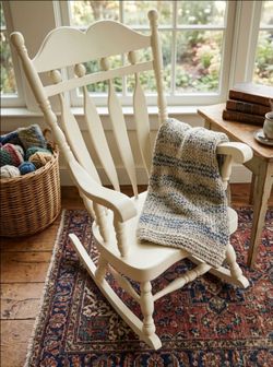 ✨ Vintage Solid Wood Rocking Chair 🥰 Farmhouse Charm & Oversized Comfort