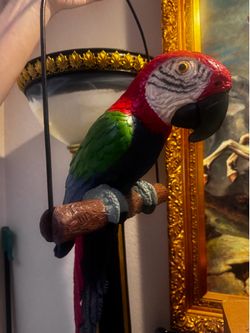 Life size parrot decor hanging tropical jungle large realistic vintage