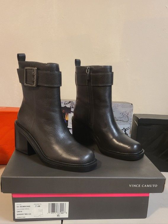 Vince Camuto Buckle Leather Ankle Boots - Bembonie Women's Size 7.5 