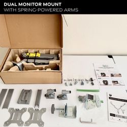 Adjustable Dual Monitor Stand — NEW (Open Box) – Desk Mount – Adjustable