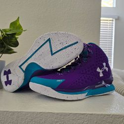 Under Armour Curry 1 Retro 'Father to Son' purple/teal colorway. Size men 7.5 / women 9