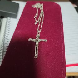 24 Inch Stainless Steel cross Necklace