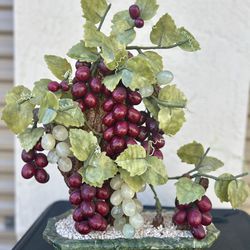 17” Jade & Alabaster Grapes On Vine In A Planter 17”H x 12”W x 5”D  Weighs 10.10lbs