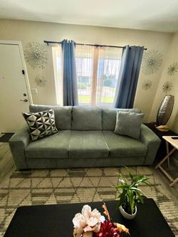 Green 3-Seat Upholstered Sofa