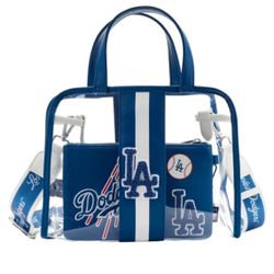 Loungefly MLB LA Dodgers Clear Tote Crossbody Stadium Bag with Pouch