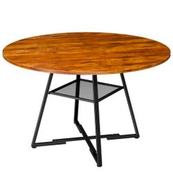 47" Rustic Brown dining table with storage shelf