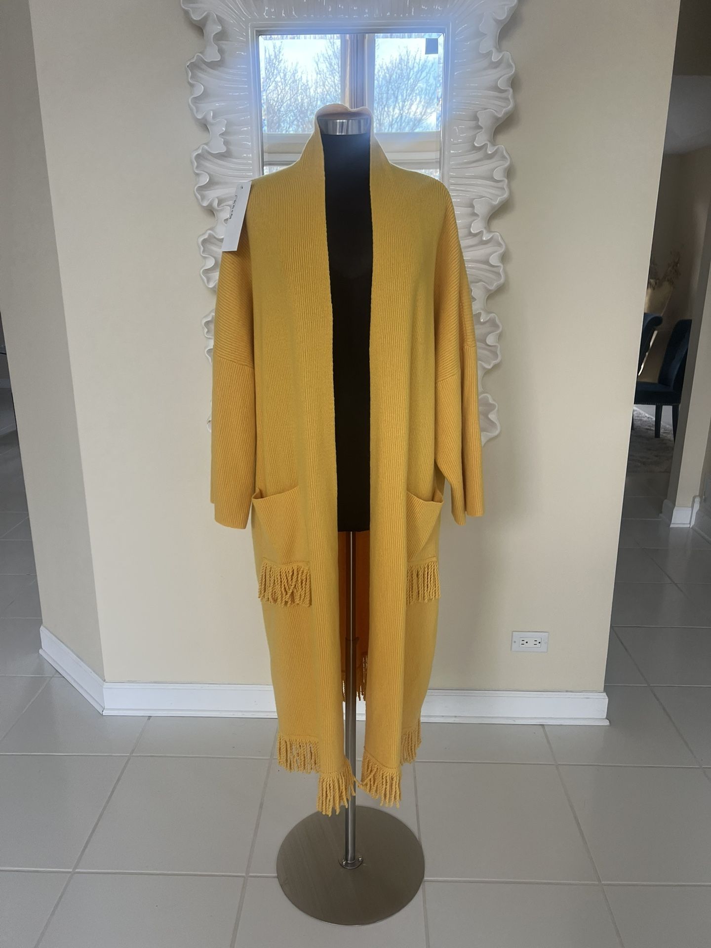 Long Wool Sweater With Fringe