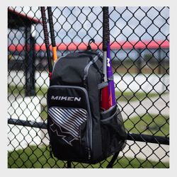 Miken Deluxe Slowpitch Softball Backpack 4 Bat Equipment Bag – Black New In hand