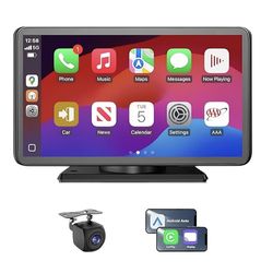 Wireless CarPlay & Android Auto Car Stereo - 7" HD Portable Touchscreen with Bluetooth 5.2, GPS Navigation, Mirror Link, Backup Camera, AUX & FM - Plu