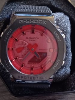 Casio G-Shock Watch Red Dial Silver Case