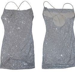 Bodycon Silver Sequin Mini  Dress 