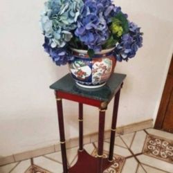 Chinese Ceramic Vase  Bowl Flowers And Table
