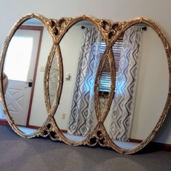 Hollywood Regency Triple Wedding Ring Mirror