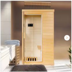 Moray 1-Person Indoor Hemlock Infrared Sauna with 5 Far-Infrared Carbon Crystal Heaters