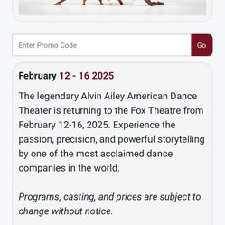 ALVIN AILEY at the Fox Theatre Sunday, 2/16/2025 @ 2:00 PM