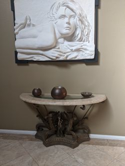 Solid glass with granet lTop Rod Iron End Buffet