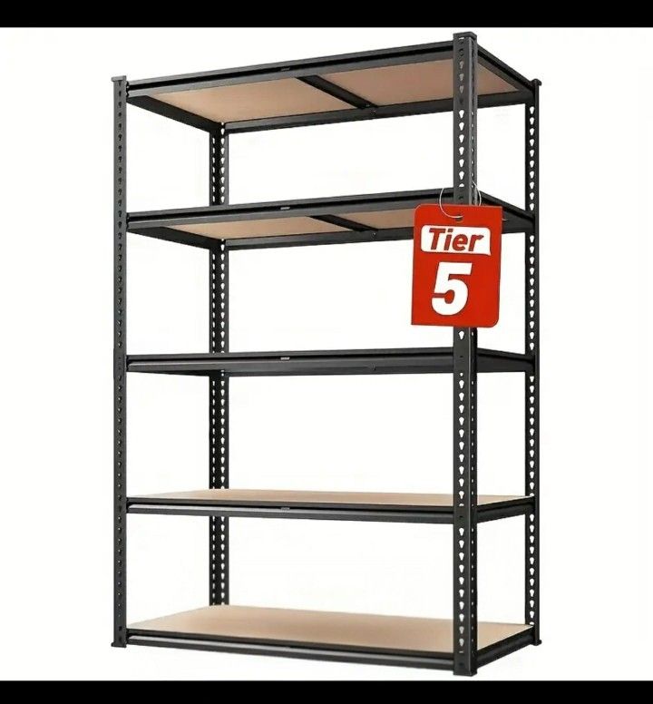 Heavy Duty 2000 lb Capacity, 5-Tier Metal Storage Shelf 72 inches Tall Garage Shelving Unit with Adjustable Shelves, Easy Assembly, Floor-Standing Des