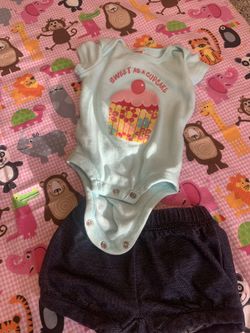 Girls Onesie And Shorts Set 0-3 Months