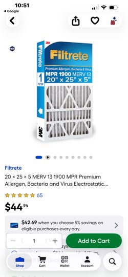 3M Filtrete 20x25x5 MERV 13 Air Filter