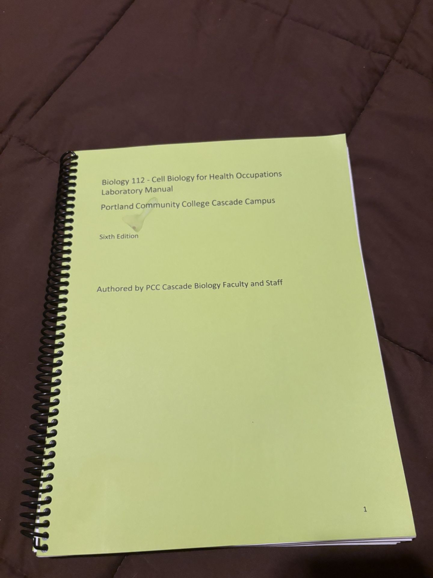 PCC Biology 112 - Cell Biology for Health Occupations Laboratory Manual